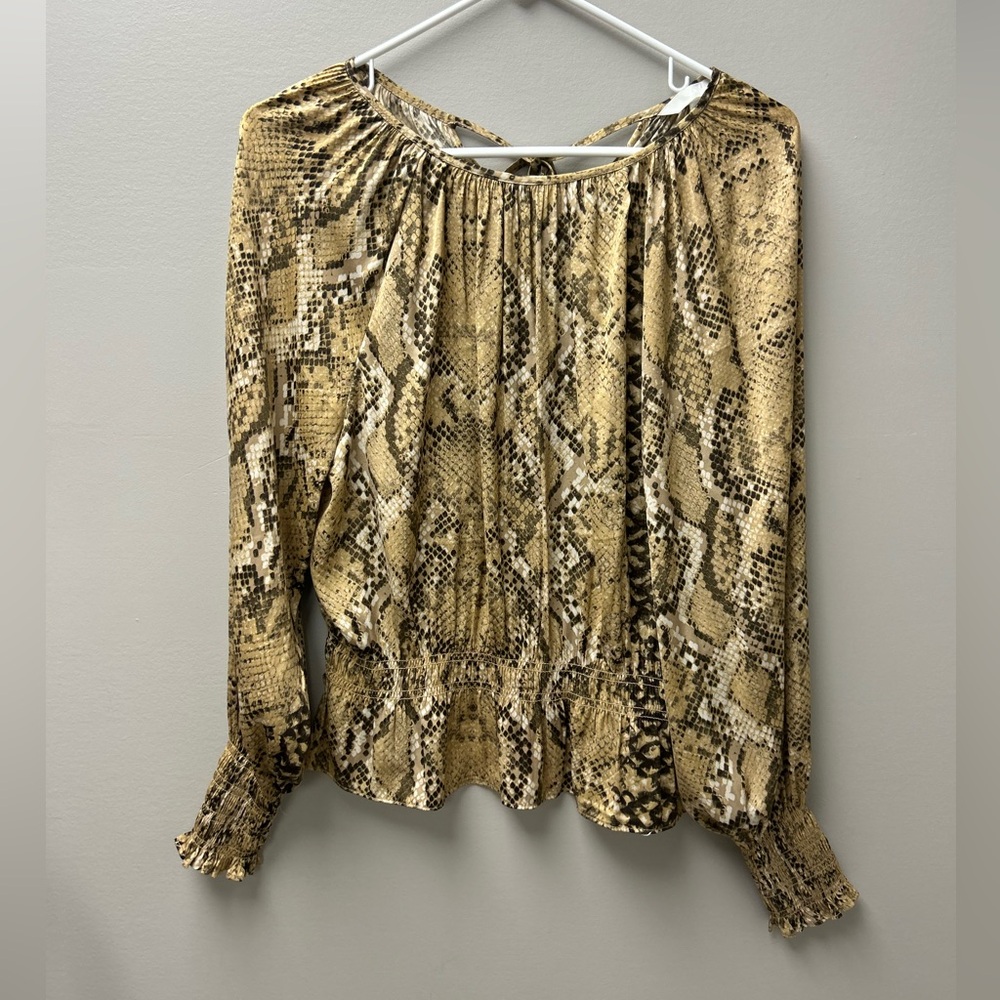 H&M‎ Women’s Snakeskin Long Sleeve Blouse – Brown/Tan